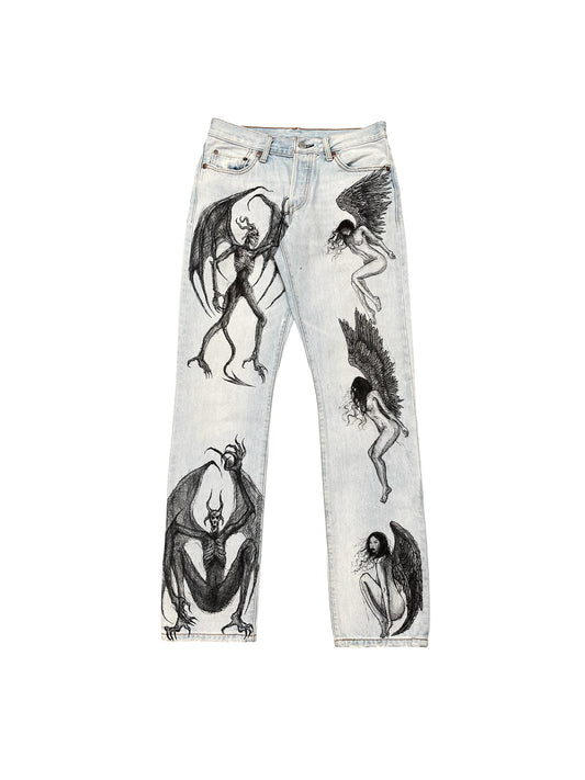 Wrath & Wings Hand Drawn Jeans W30 L32