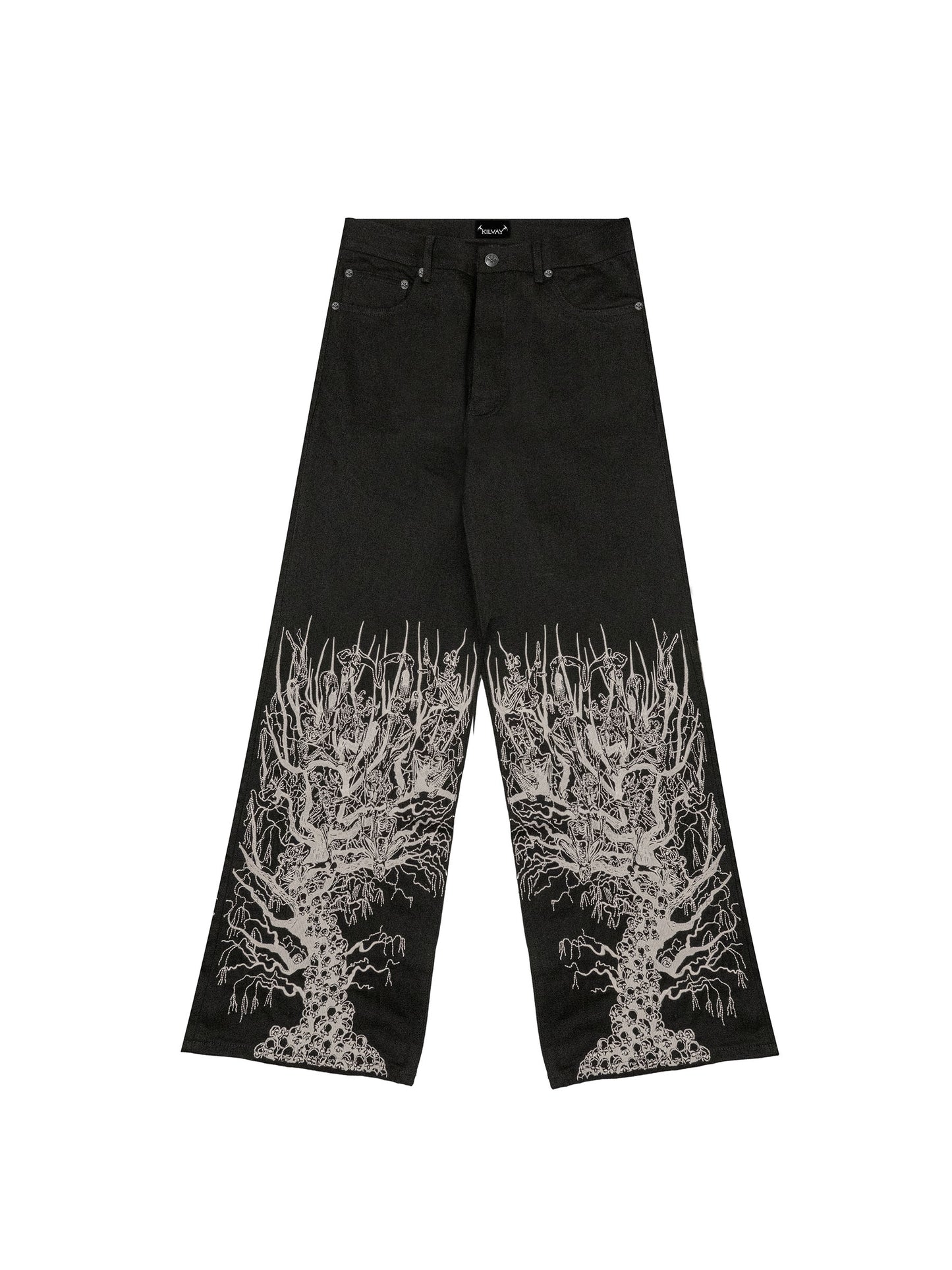 Coeden Embroidered Wide Leg Selvedge Jeans