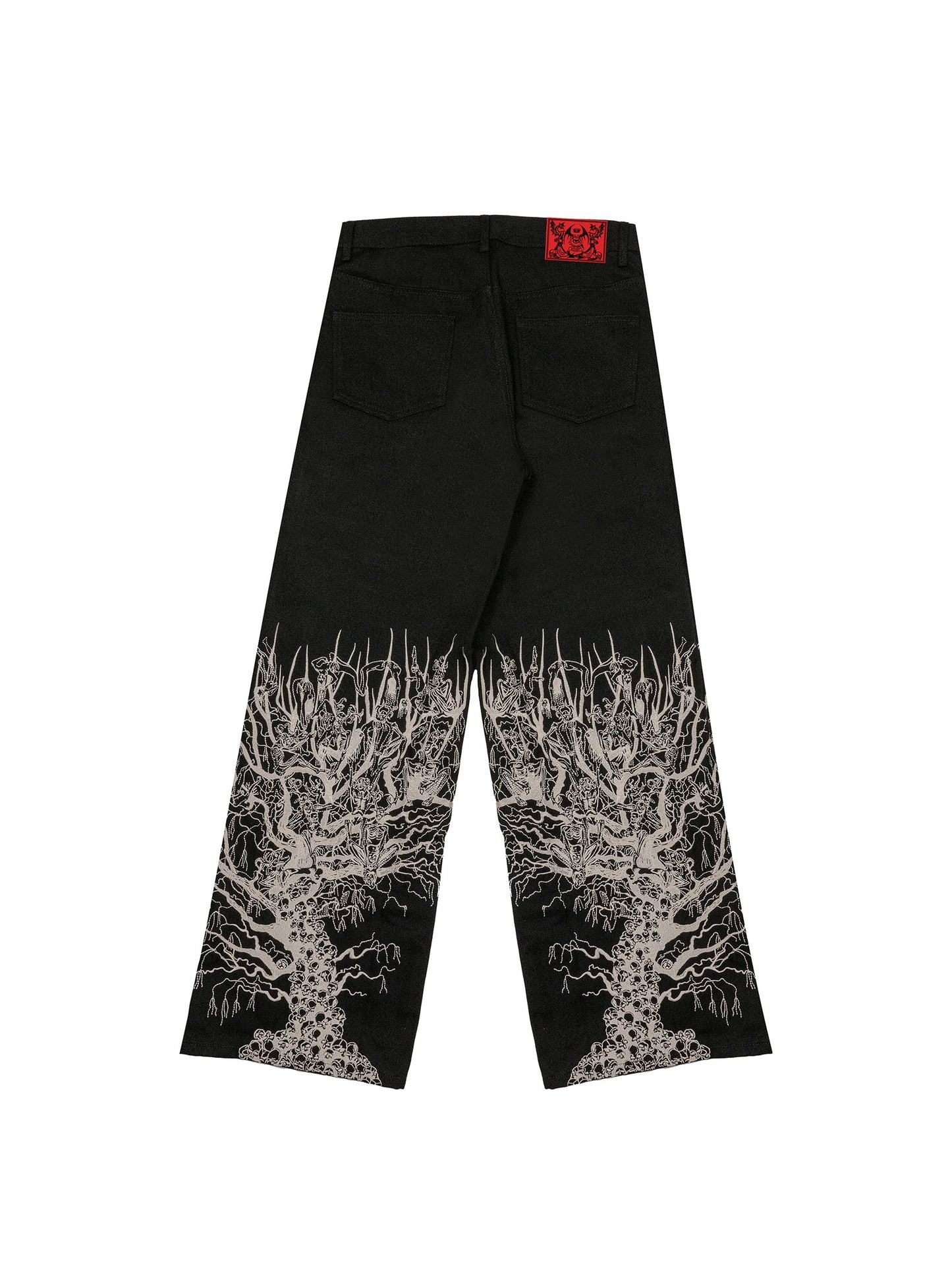 Coeden Embroidered Wide Leg Selvedge Jeans