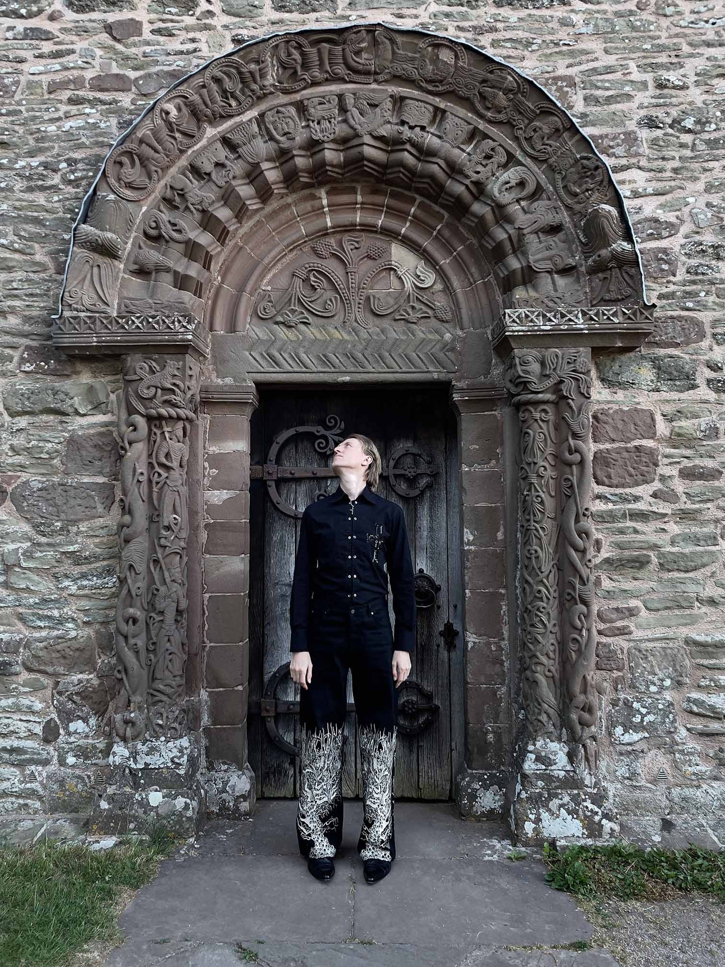 Coeden Embroidered Wide Leg Selvedge Jeans